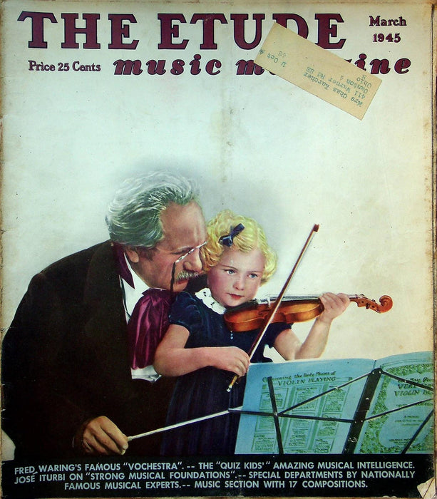 The Etude Music Magazine March 1945 Vol LXIII No 3 Leader of Band, Sheet Music 1