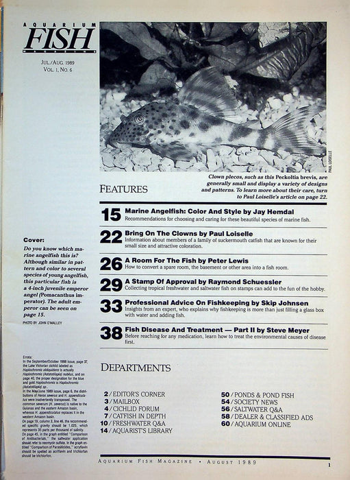 Aquarium Fish Magazine Jul/Aug 1989 Vol 1 No 6 Keeping Saltwater Angelfish 2