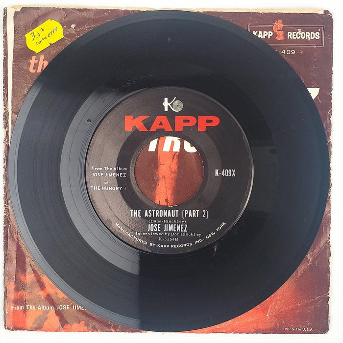 Jose Jimenez The Astronaut Record 45 RPM Single K-409 Kapp Records 1961 4