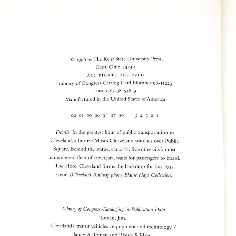 Cleveland's Transit Vehicles Equipment and Tech James A Toman 1996 Kent State 4