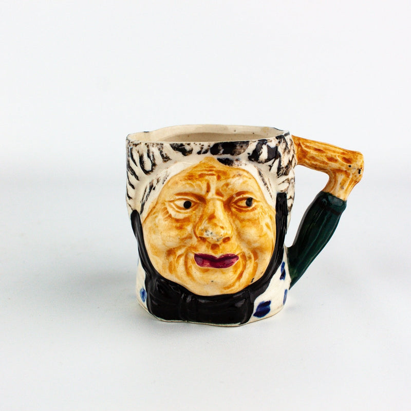 Occupied Japan Granny Grandma Old Lady Toby Mug Umbrella Handle 2.5 Inches 1