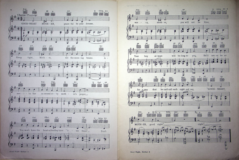 Vintage Sheet Music Goodnight Mother Dick Jurgens 1940 David Bryan Lawnhurst WW2 4