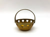 Vintage Brass Basket Bowl Handled Heart Shaped Holes Round Circle Made in India 4