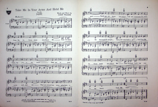 Sheet Music Take Me In Your Arms And Hold Me C Walker Les Paul Mary Ford 1949 2