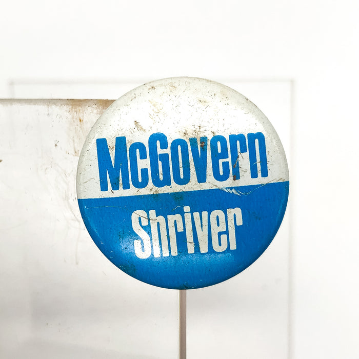Vintage McGovern Shriver Pinback Button Light Blue White Votes Unlimited 1972