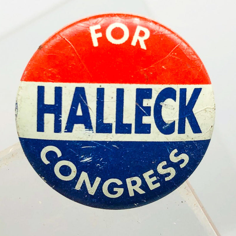 Halleck For Congress Button Pin .75" Indiana Political Campaign Republican 1