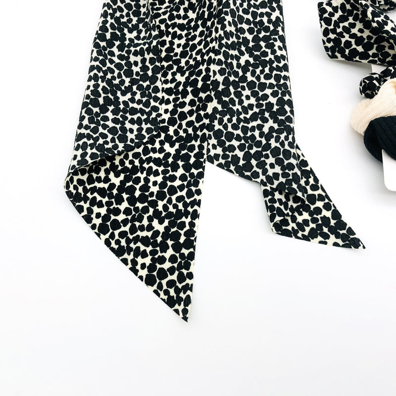 5-Piece Scunci Scrunchies Scarf Hair Ties Lot Black Leopard Print Lightweight