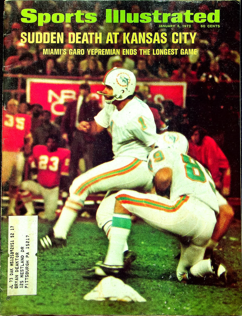 Sports Illustrated Magazine January 3 1972 Kansas City Sanderson Boston Bruin