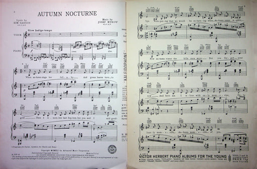 Charles Spivak Sheet Music Autumn Nocturne 1941 WW2 War Piano Love Song Myrow 1 2