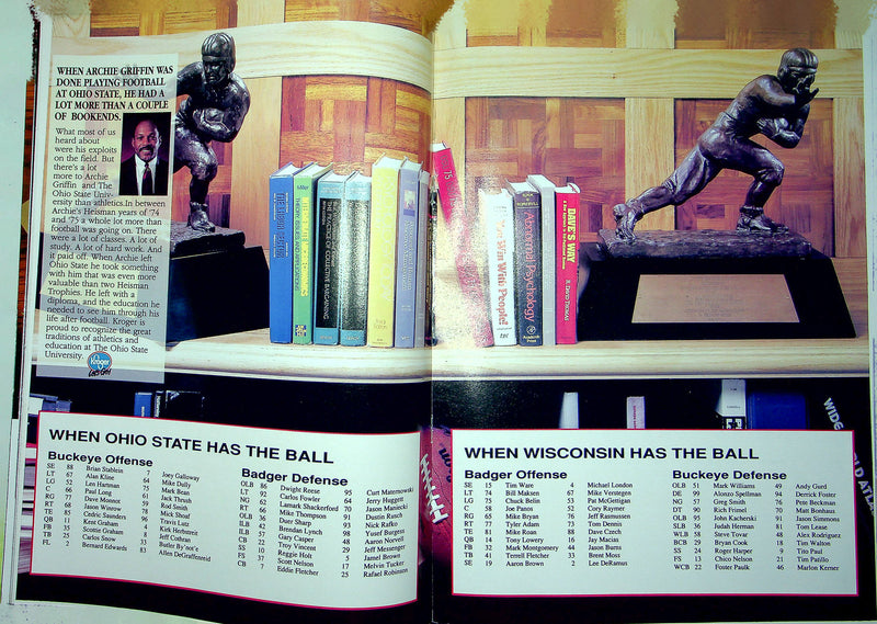 Ohio State Buckeye Football Program October 5 1991 Vs. Wisconsin Badgers