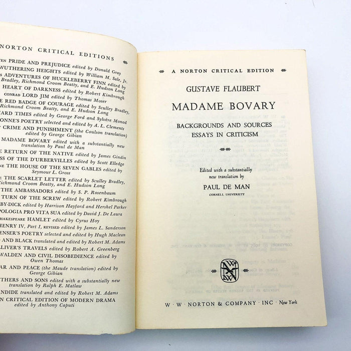 Madame Bovary Paperback Gustave Flaubert 1965 Norton Critical Edition 7