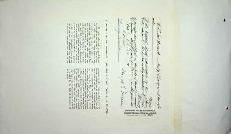 Reiter Dairy Company Stock Certificate Bond Scripophilly Akron Ohio 1967 No 325