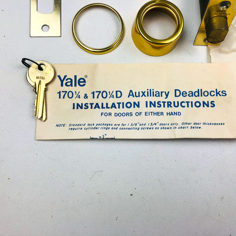 Yale Tubular Deadlock 6 Pin Cylinder Locks 170 1/4 US03 Bright Brass KA5 New NOS