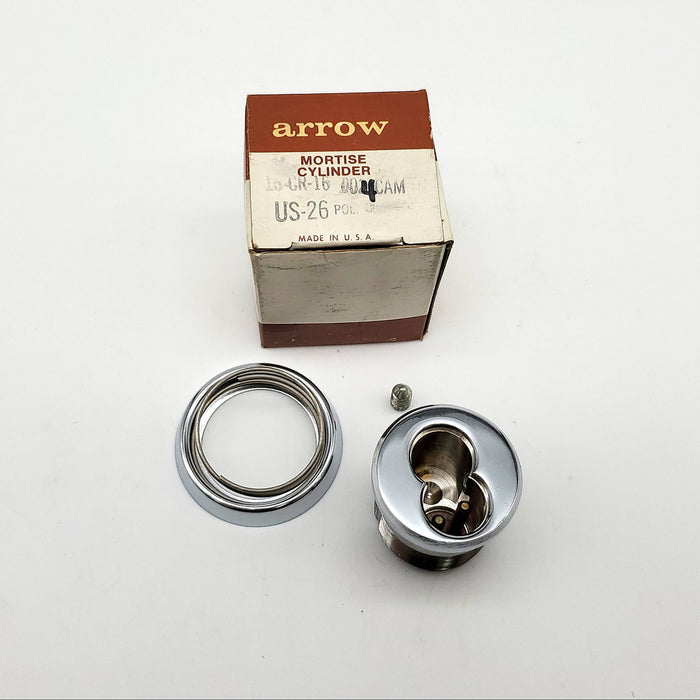 Arrow Mortise Cylinder Housing 16 CR-16 Polished Chrome US26 004 CAM NOS