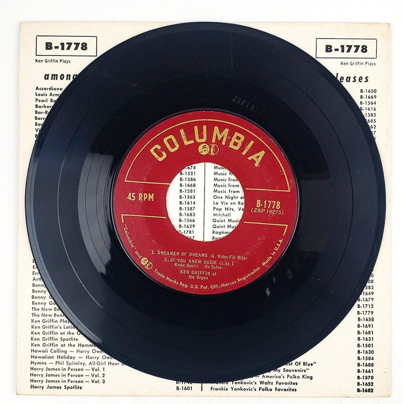 Ken Griffin Plays Dreamer of Dreams, If you Knew Susie Record 45 RPM EP Columbia 4