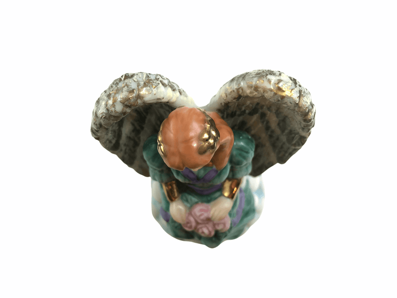 Porcelain Angel Figurine Seated Holding Flowers Classic Collectibles Vintage 6