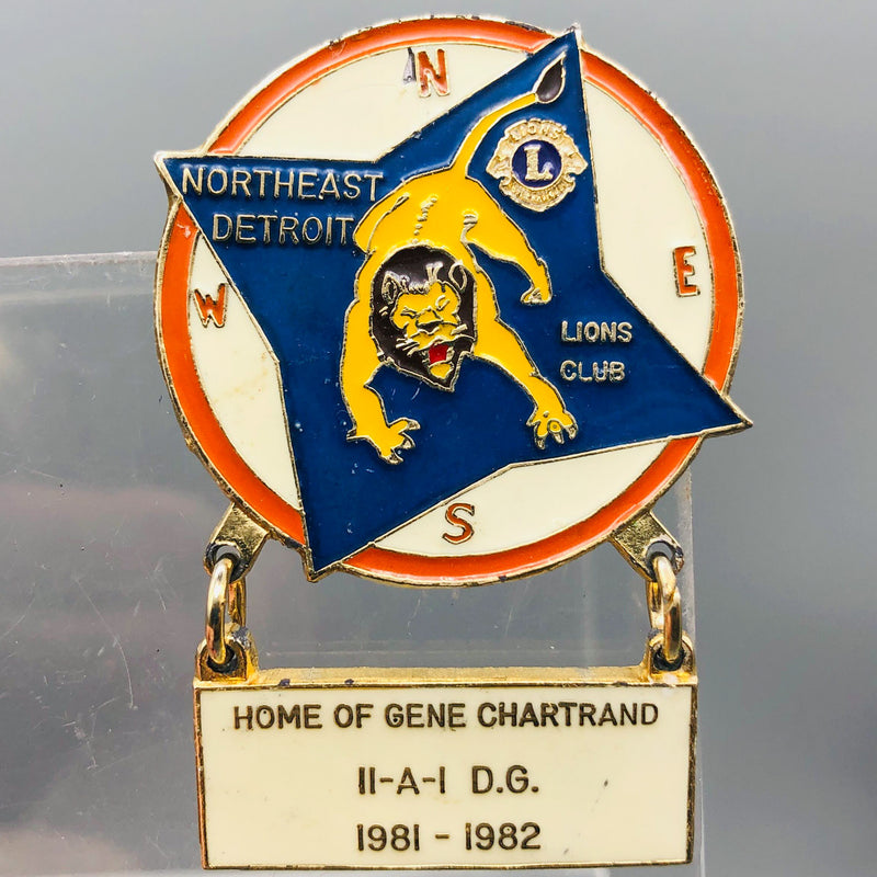 Vintage Lions Club Lapel Pin Pinback Northeast Detroit Gene Chartrand 11-A-1