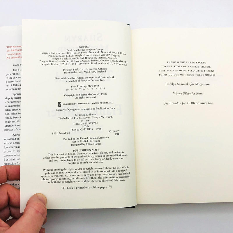 The Ballad Of Frankie Silver Sharyn McCrumb Hardcover 1998 1st Edition Murder C2 8