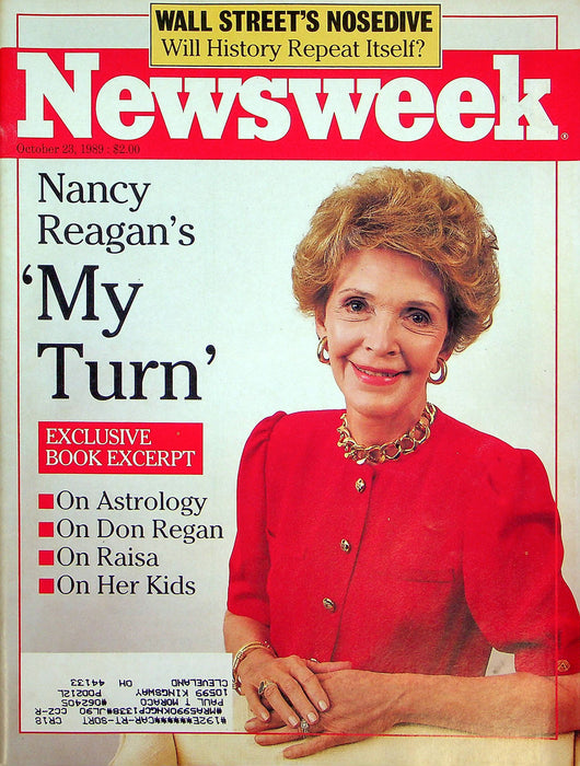 Newsweek Magazine October 23 1989 Stock Market Crashes Nancy Reagan Interview