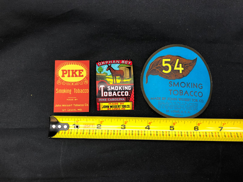 Vintage Smoking Tobacco Labels Wrappers Pike Orphan Boy John Weisert Original