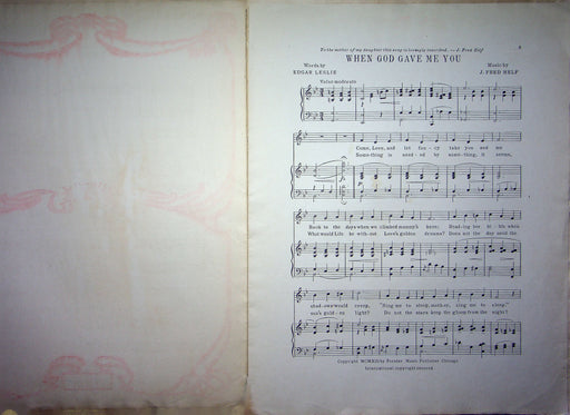 Sheet Music When God Gave Me You Edgar Leslie J Fred Helf 1913 Forster 2