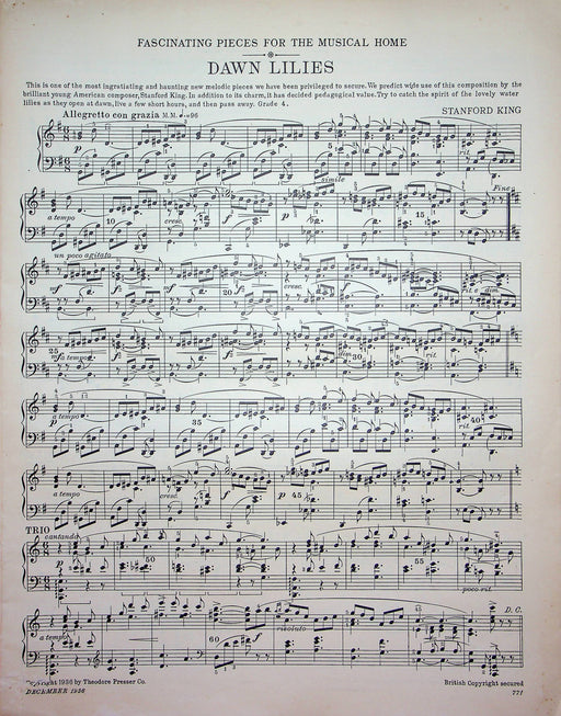 Rondo Gavotte 6th Violin Sonata Sheet Music Johann Bach Song 1936 Etude Magazine 1