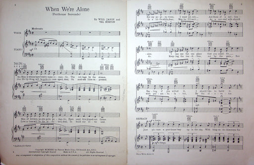 Sheet Music When We're Alone Will Jason Val Burton 1931 Penthouse Serenade Piano 2