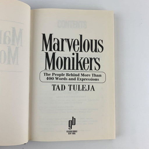 Marvelous Monikers: People Behind 400 Words and Expressions - Tad Tuleja 1