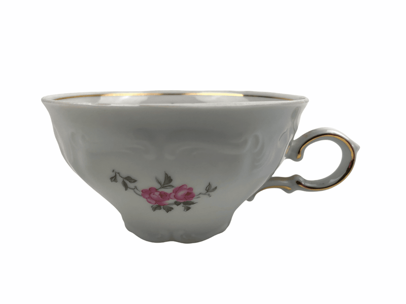 Winterling Pink Roses Tea Cup Bavaria Germany Vintage White Gold Accents 1