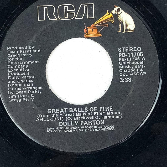 Dolly Parton 45 7" Record Great Balls of Fire / Sweet Summer Lovin' RCA 1979 1