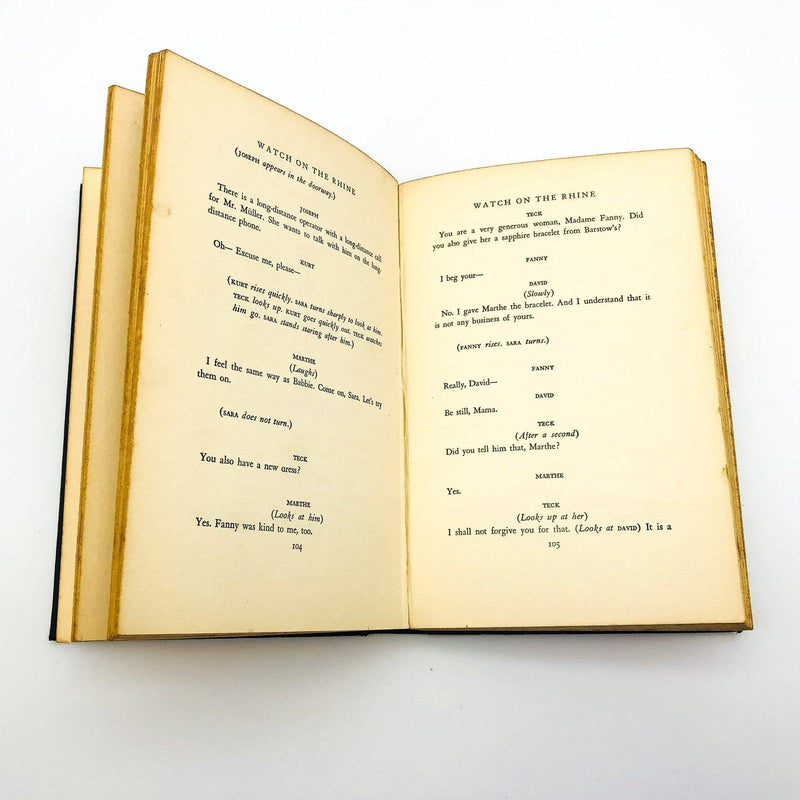 Watch On The Rhine Hardcover Lillian Hellman 1943 First Printing No Jacket Plays 9