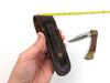 Vintage Kitco Pocket Knife 4" Blade Pakistan with Leather Sheath 3 Pin Bronze 3