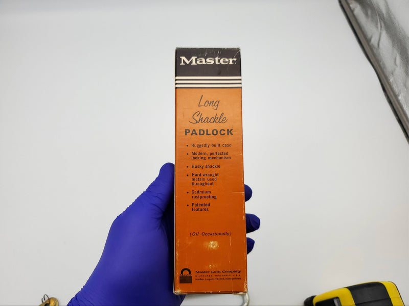 Master Lock Padlock No 1 Long Shackle 6" Milwaukee USA Made Vintage NOS