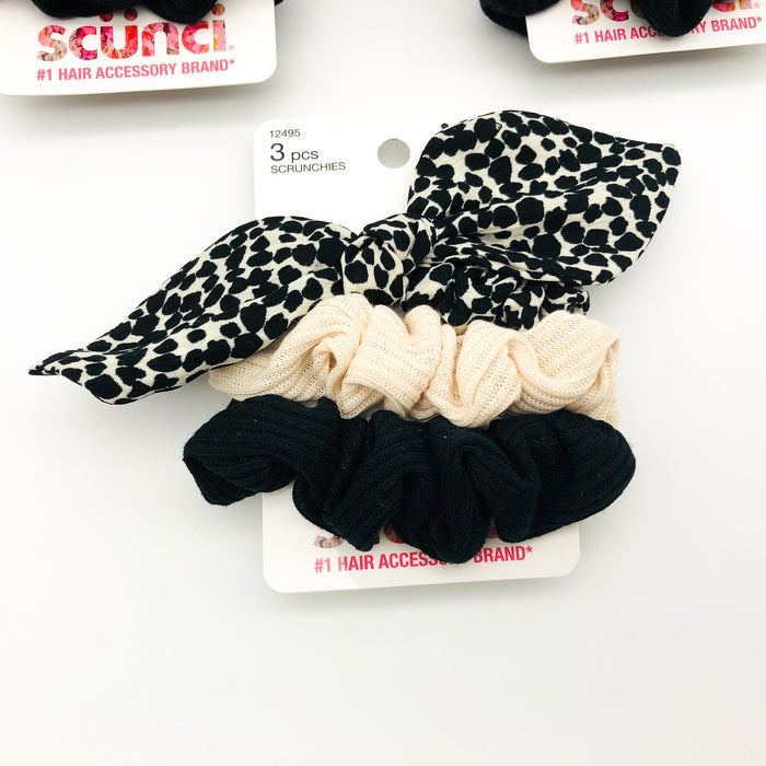 9-Piece Scunci Scrunchies Hair Ties Lot Black Leopard Print Light Summer 12495