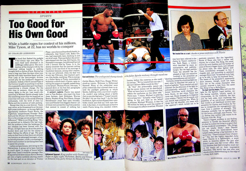 Newsweek Magazine July 11 1988 Mike Tyson Boxer Don King Spinks Knockout Fight 3