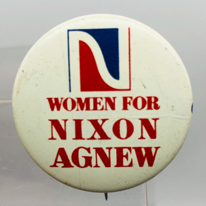 Women For Nixon Agnew Button Pinback 1-1/8" Pat Hitt Presidential Campaign 1