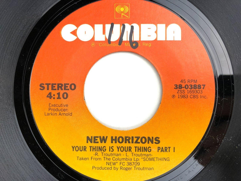 New Horizons 45 RPM 7" Single Your Thing is Your Thing Part 1 & 2 Columbia 1983 1