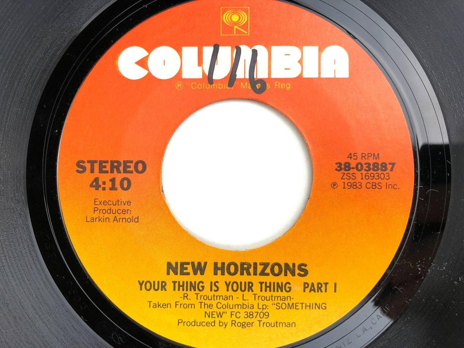 New Horizons 45 RPM 7" Single Your Thing is Your Thing Part 1 & 2 Columbia 1983 1