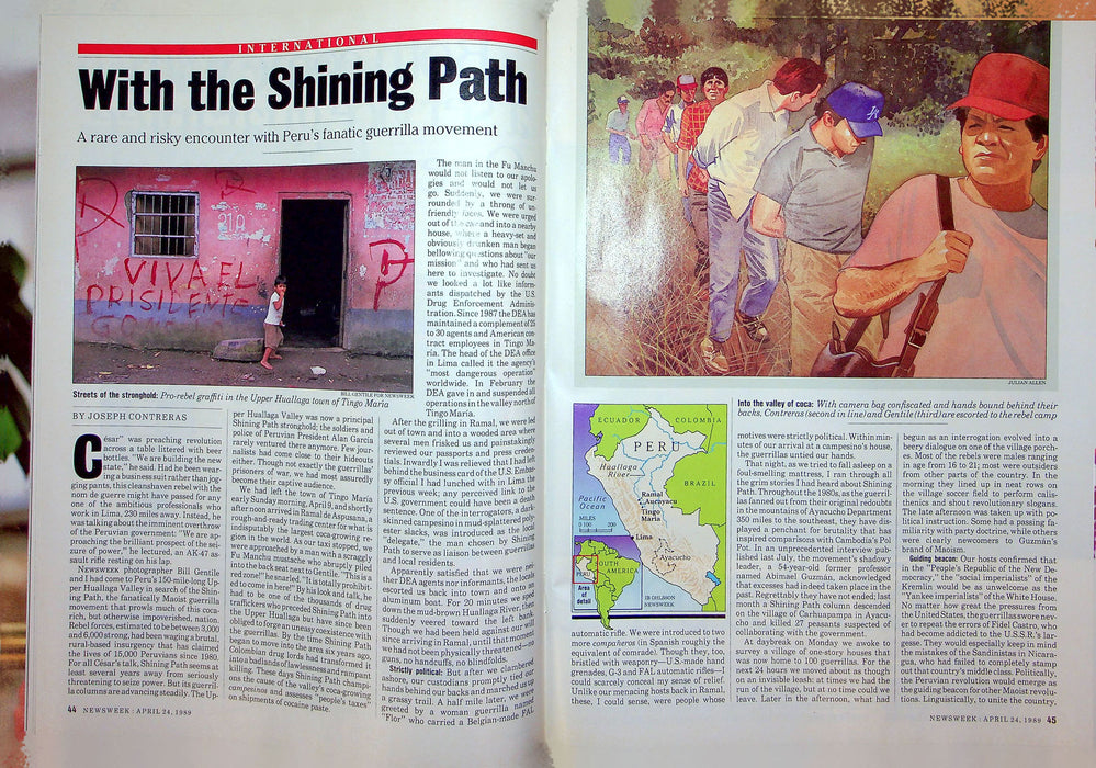 Newsweek Magazine April 24 1989 Jim Wright Scandal Peru Shining Path Guerrillas