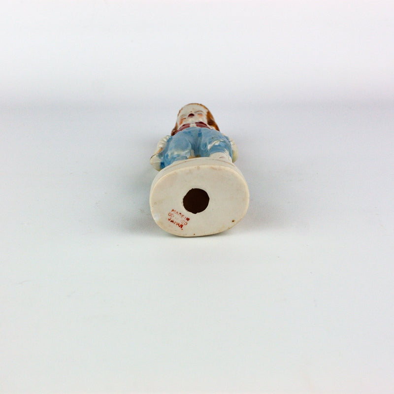 Occupied Japan Colonial Victorian Boy w/ Horn & Gold Accents 5 Inches 5