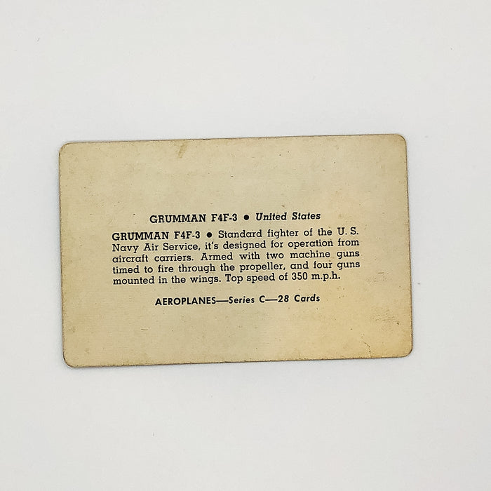 1940s Leaf Card-O Aeroplanes Card Grumman F4F-3 Series C United States WW2 4