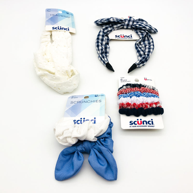 10-Piece Scunci Scrunchies Hair Ties Headbands Headwraps Light Summer Colors