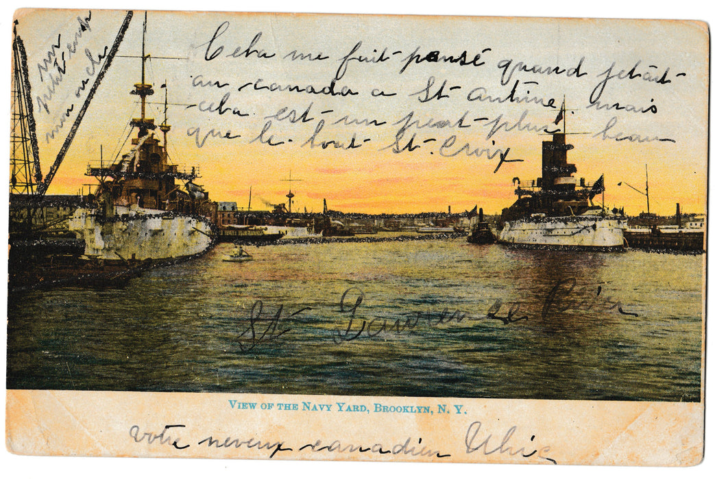 1906 Postcard View of the Navy Yard Brooklyn New York German American Soldier