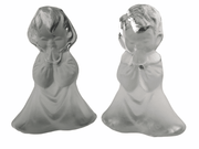 Praying Children Viking Glass Bookends Boy & Girl Figurines Sculptures Prayer 2