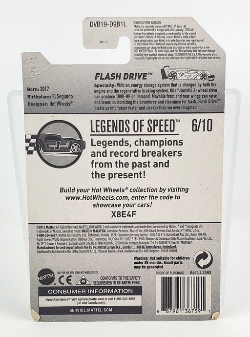 Hot Wheels 2017 Red Flash Drive Legends Of Speed 6/10 DVB19 2