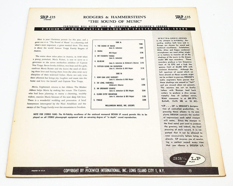 Rodgers & Hammerstein The Sound Of Music 33 RPM LP Record Design 2