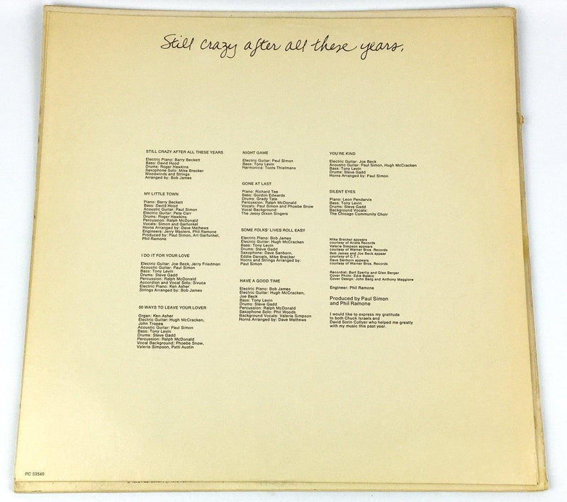 Paul Simon Still Crazy After All These Years Record 33 RPM LP Columbia 1975 3