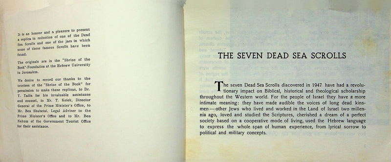 The Dead See Scrolls Booklet Shulamith Schwartz Nardi 1958 Jerusalem University