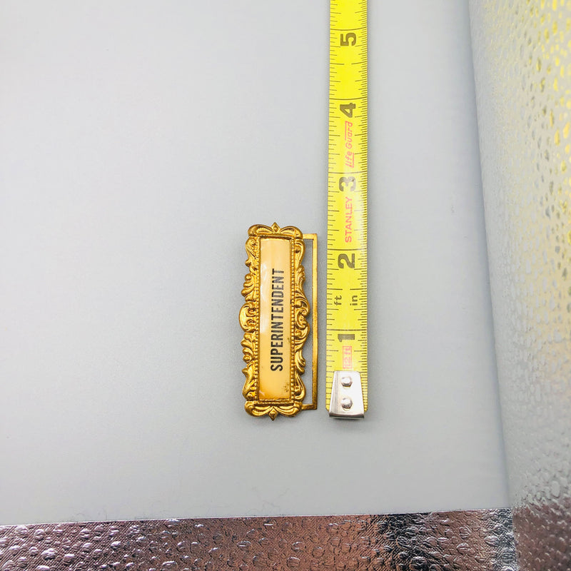 Ribbon Holder Pin Badge Vintage ID Name Tag Button Metal Superintendent Brooch