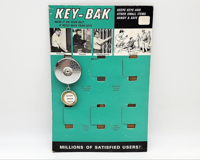 1960s Key-Bak Retractable Key Chain West Coast Chain & Store Stand Display #2